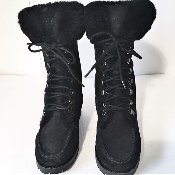 Lauren Ralph Lauren Shearling Cuffed Combat Boots - Picture 4 of 13